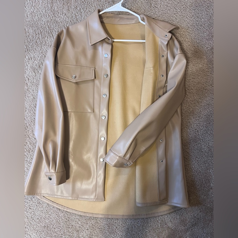 Medium faux leather (oversized) leather jacket ; worn once